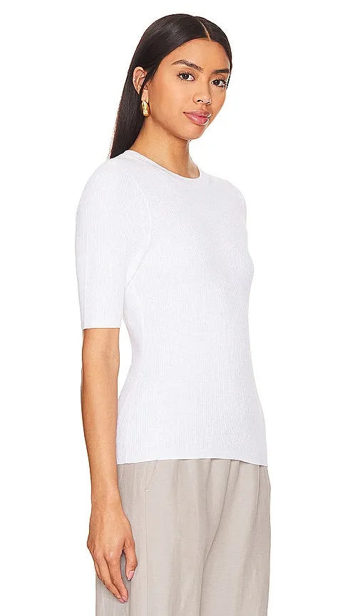 Enza Costa Linen Knit Crewneck in White