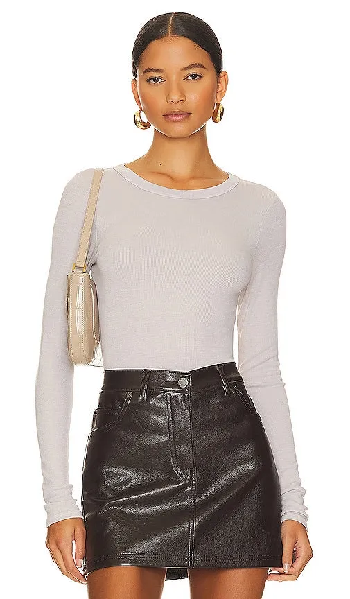 Enza Costa Silk Knit Long Sleeve Tuck Top in Ivory