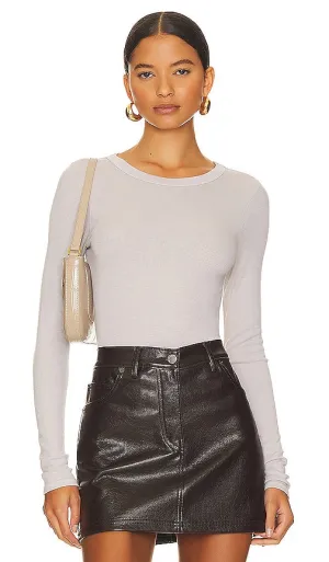Enza Costa Silk Knit Long Sleeve Tuck Top in Ivory