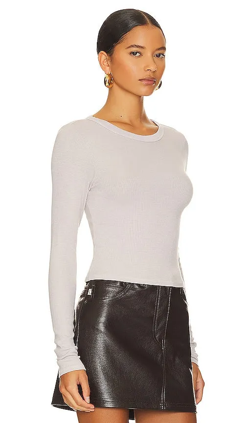 Enza Costa Silk Knit Long Sleeve Tuck Top in Ivory