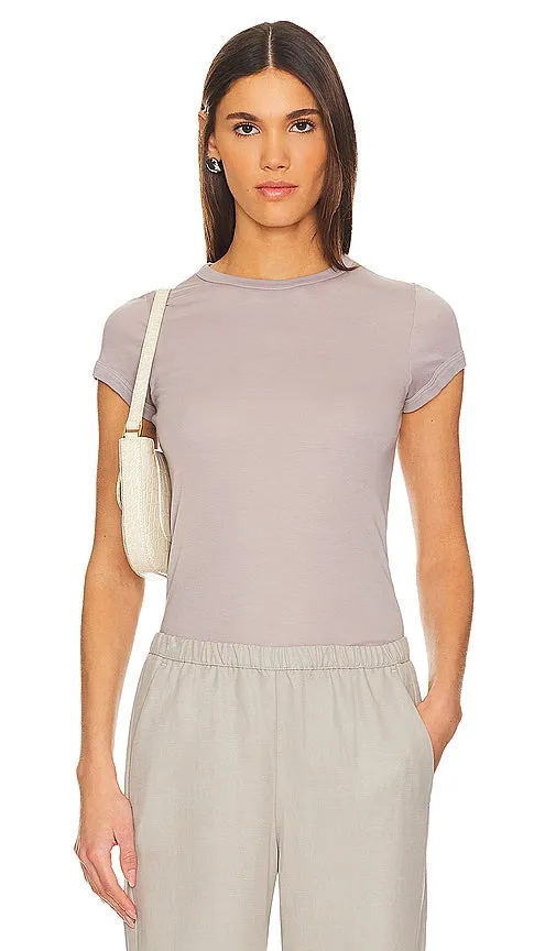 Enza Costa Supima Cotton Cap Sleeve Crew in Beige