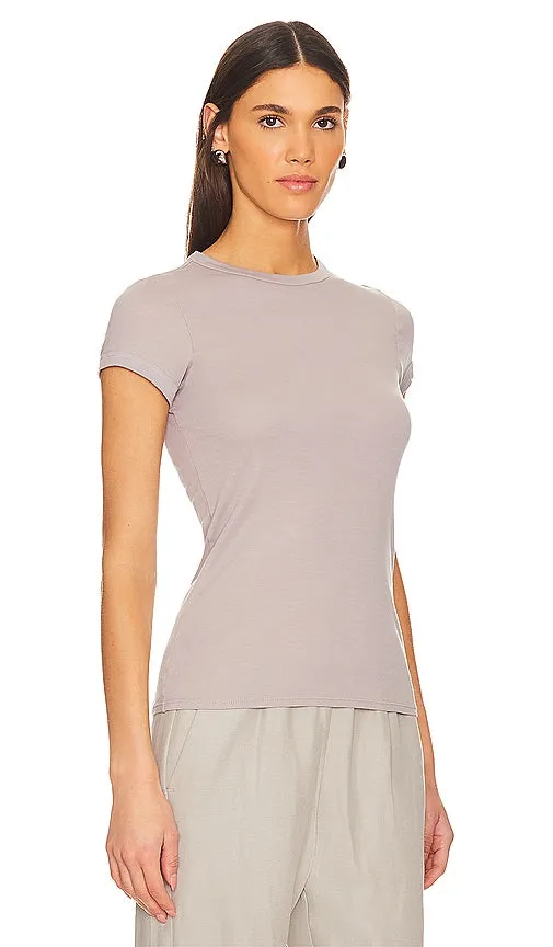 Enza Costa Supima Cotton Cap Sleeve Crew in Beige