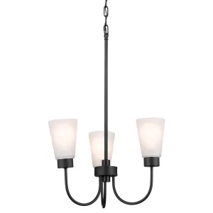 Erma 18 in. 3 Lights Chandelier Black finish