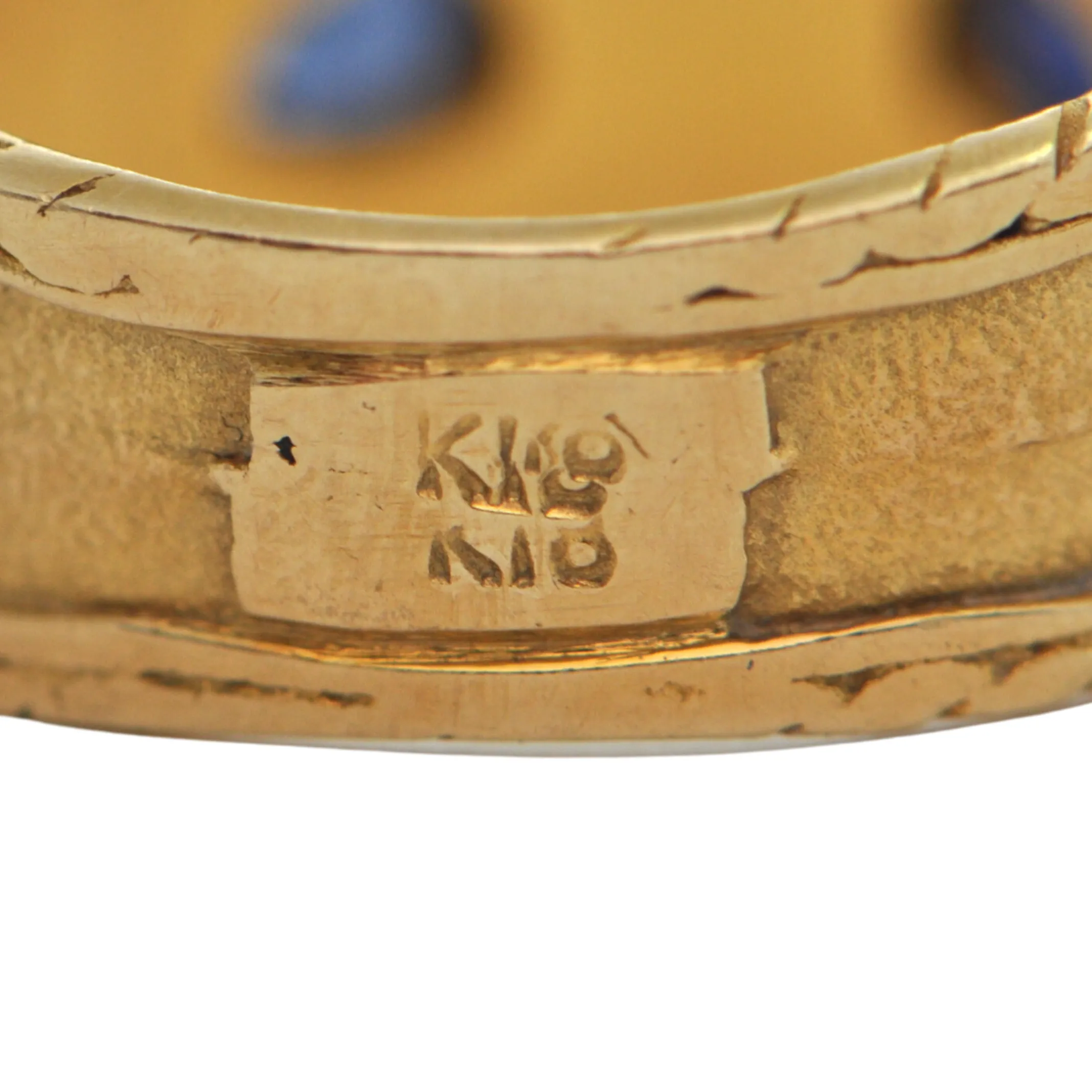 Etruscan Revival Sapphire and Ruby 18k Gold Ring