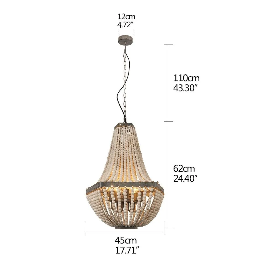Fancy® Retro loft vintage rustic round wooden beads pendant lamp for living room, hotel, kitchen