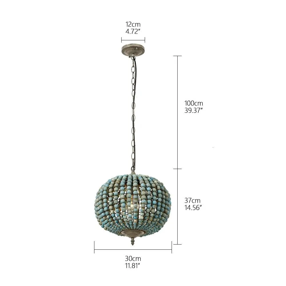 Fancy® Retro loft vintage rustic round wooden beads pendant lamp for living room, hotel, kitchen