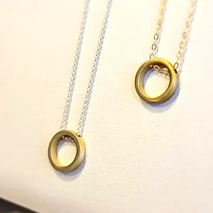 Floating Circle Silver Necklace