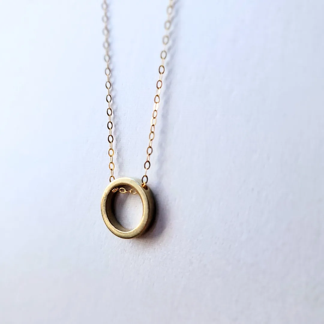 Floating Circle Silver Necklace
