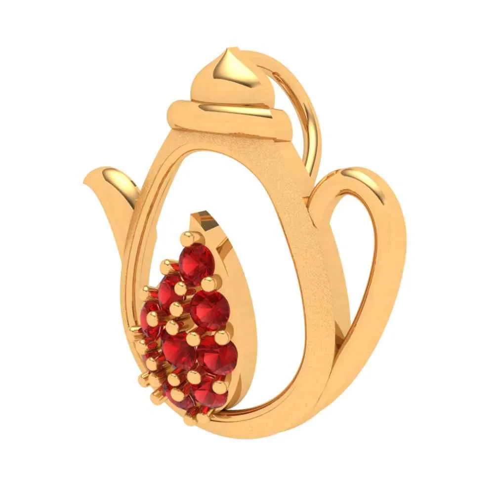 Floral Tea Pot 18k Gold Pendant