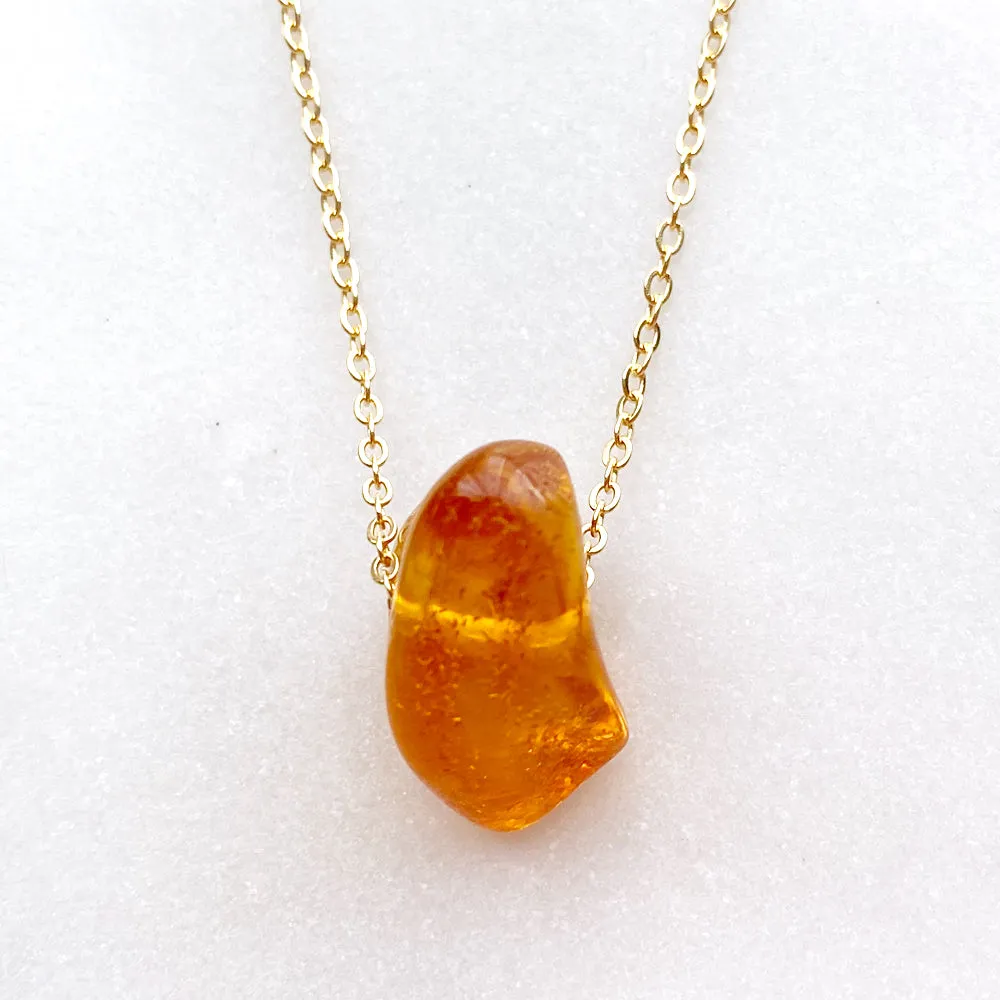 Genuine Natural Baltic Amber Necklace #54 - 16 Kt Gold plated chain necklace Handmade Jewelry - Great gift (Copy)