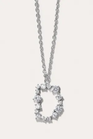 Glitchy D - Cubic Zirconia and Rhodium Plated Pendant