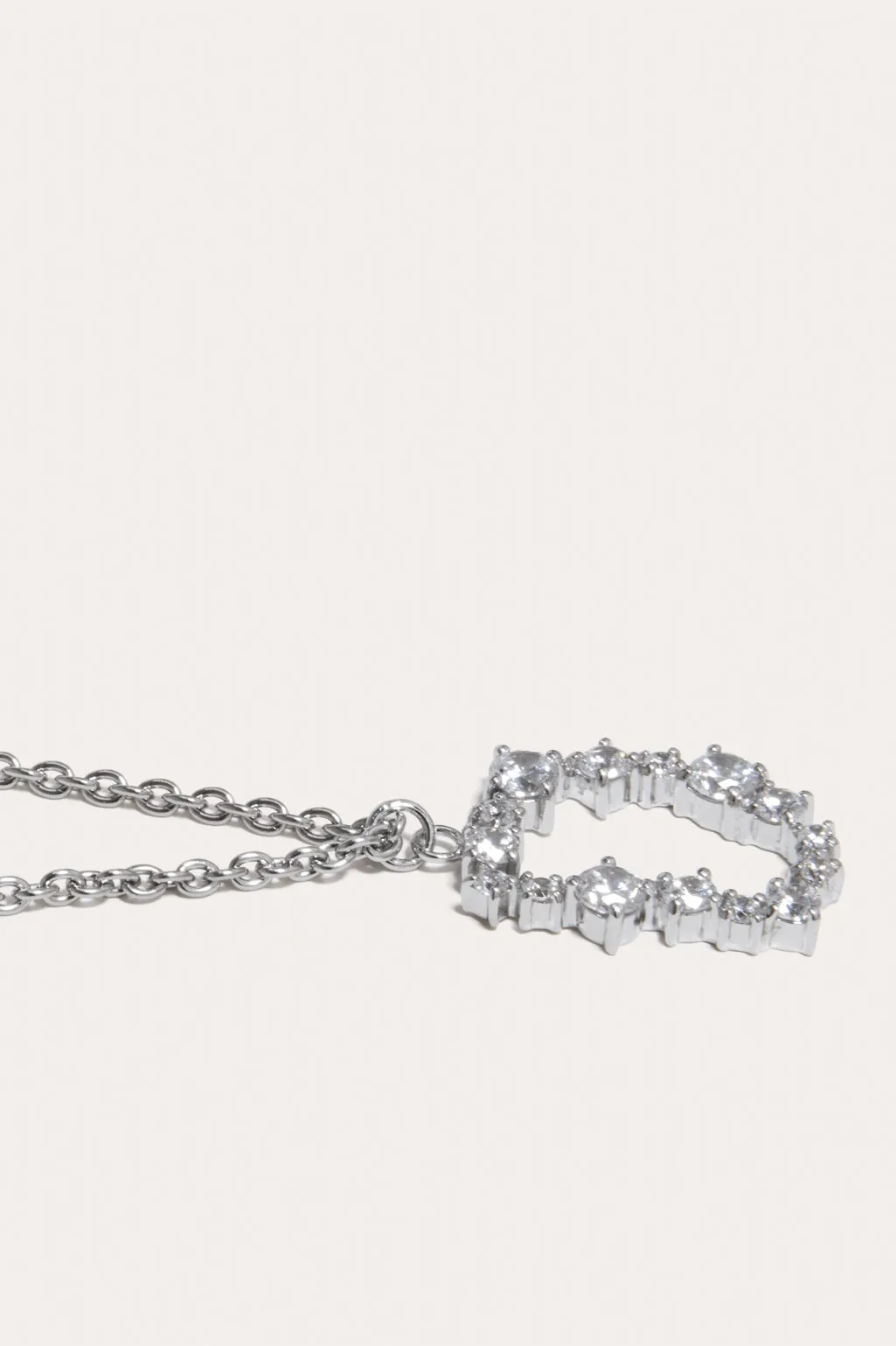 Glitchy D - Cubic Zirconia and Rhodium Plated Pendant