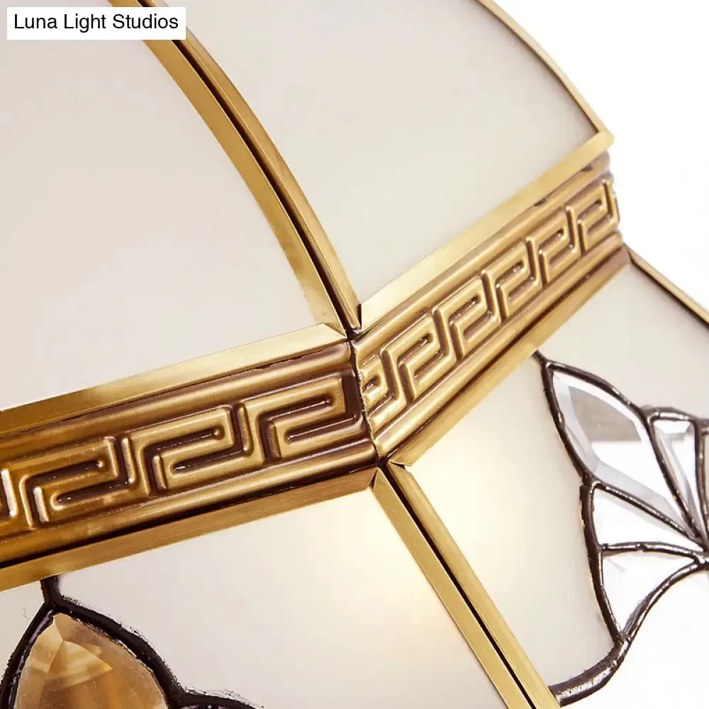 Gold Colonial Dome Pendant Chandelier - 6-Head Sandblasted Glass Fixture