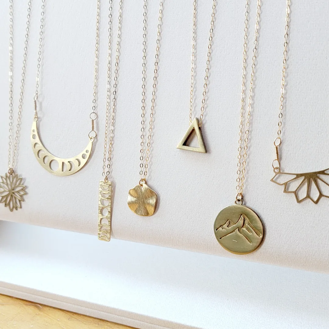 Gold Moon phase Bar Necklace