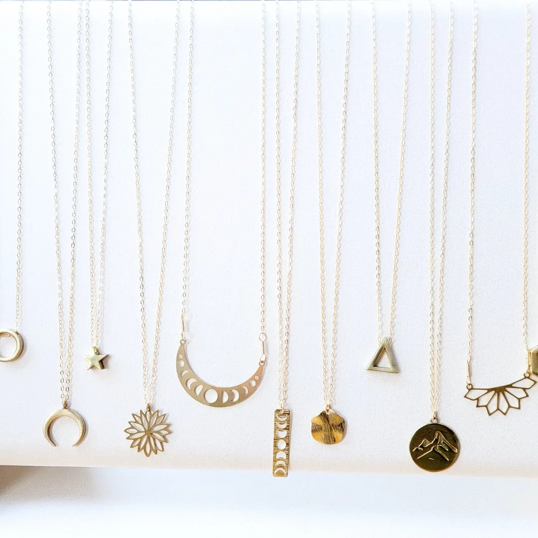 Gold Moon phase Bar Necklace