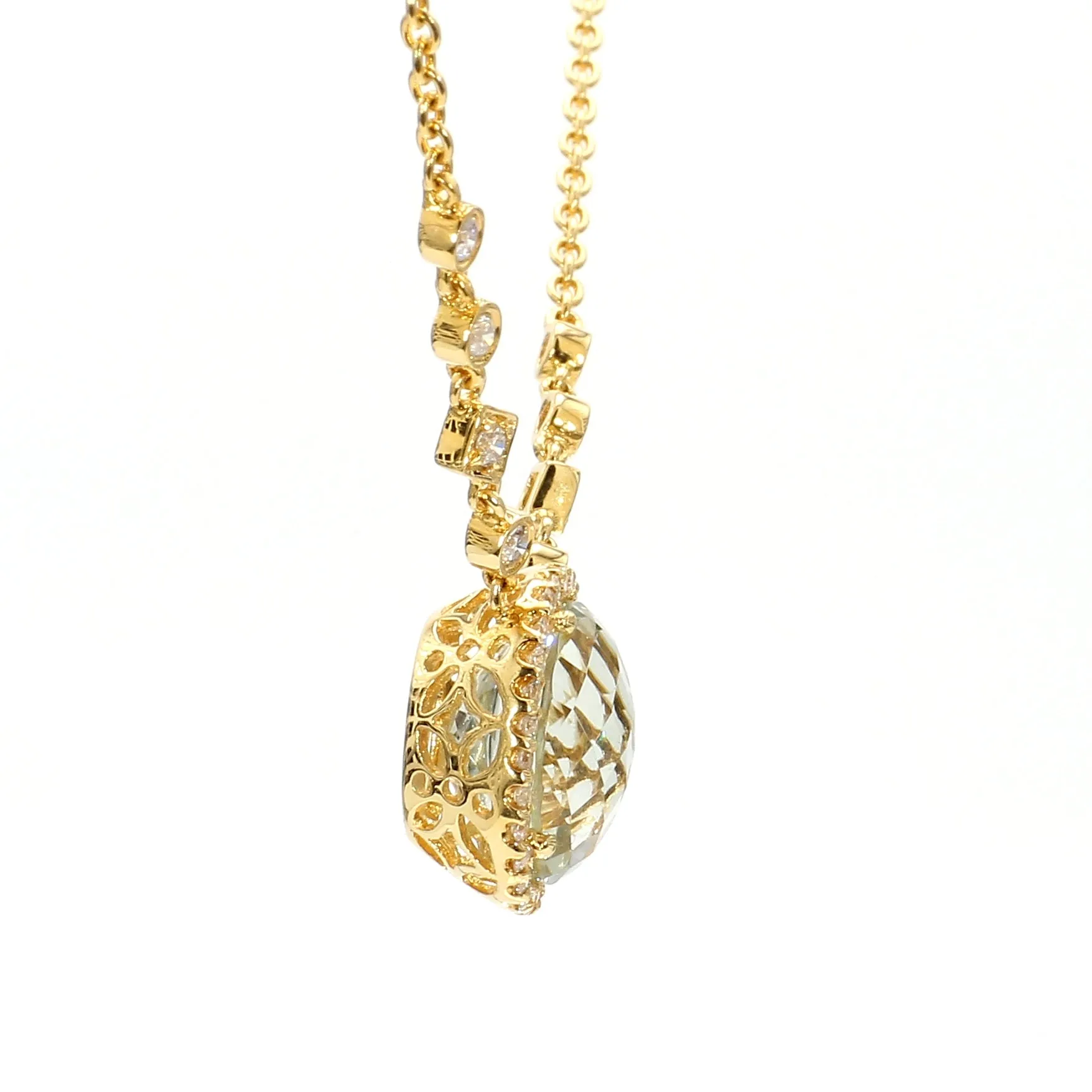 Green Amethyst & Diamond Necklace