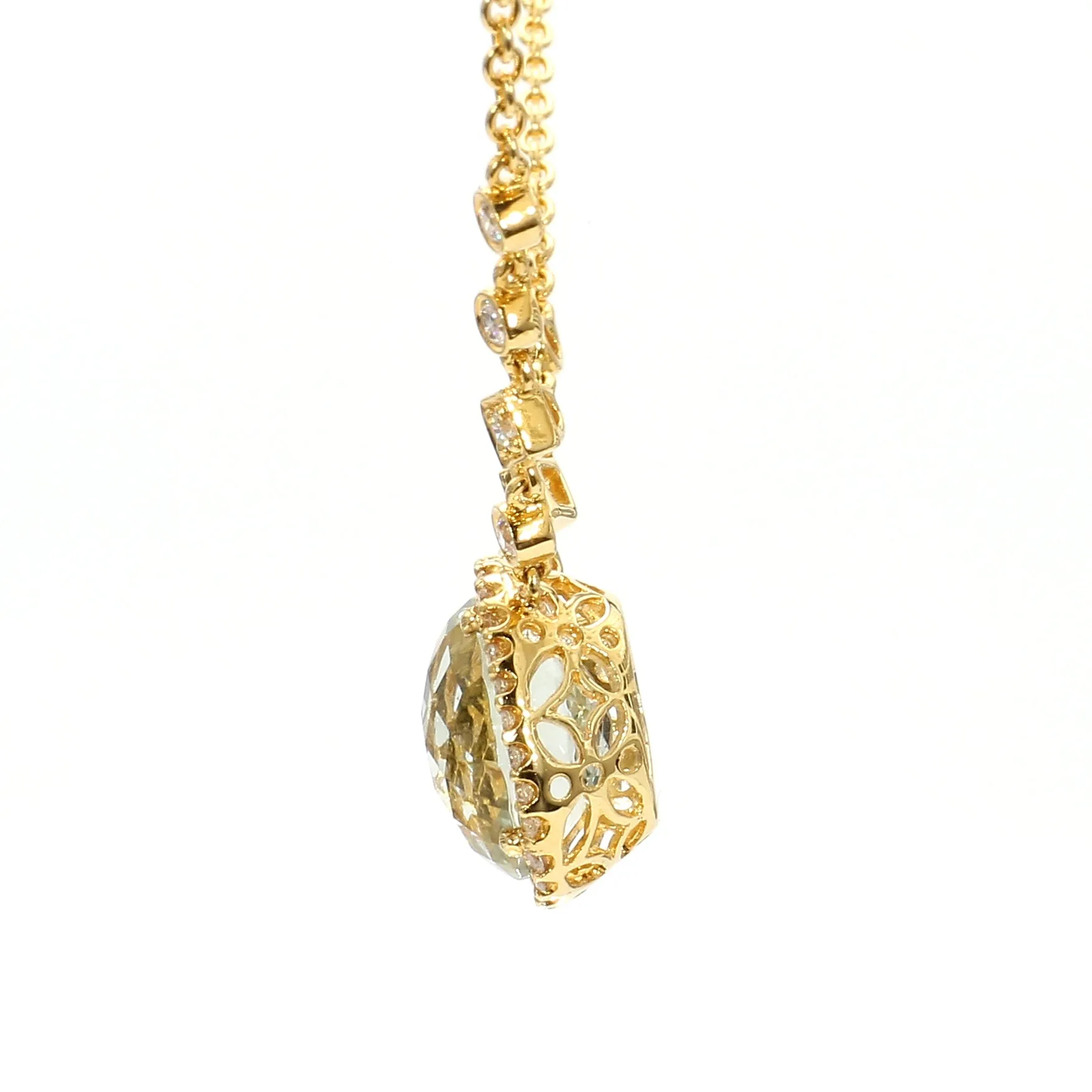 Green Amethyst & Diamond Necklace