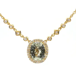 Green Amethyst & Diamond Necklace