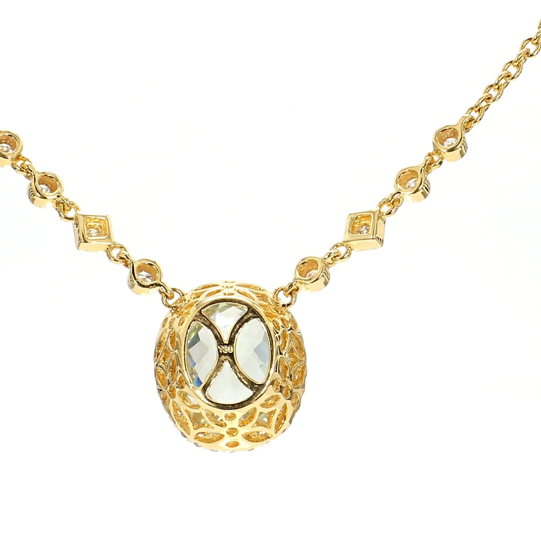 Green Amethyst & Diamond Necklace