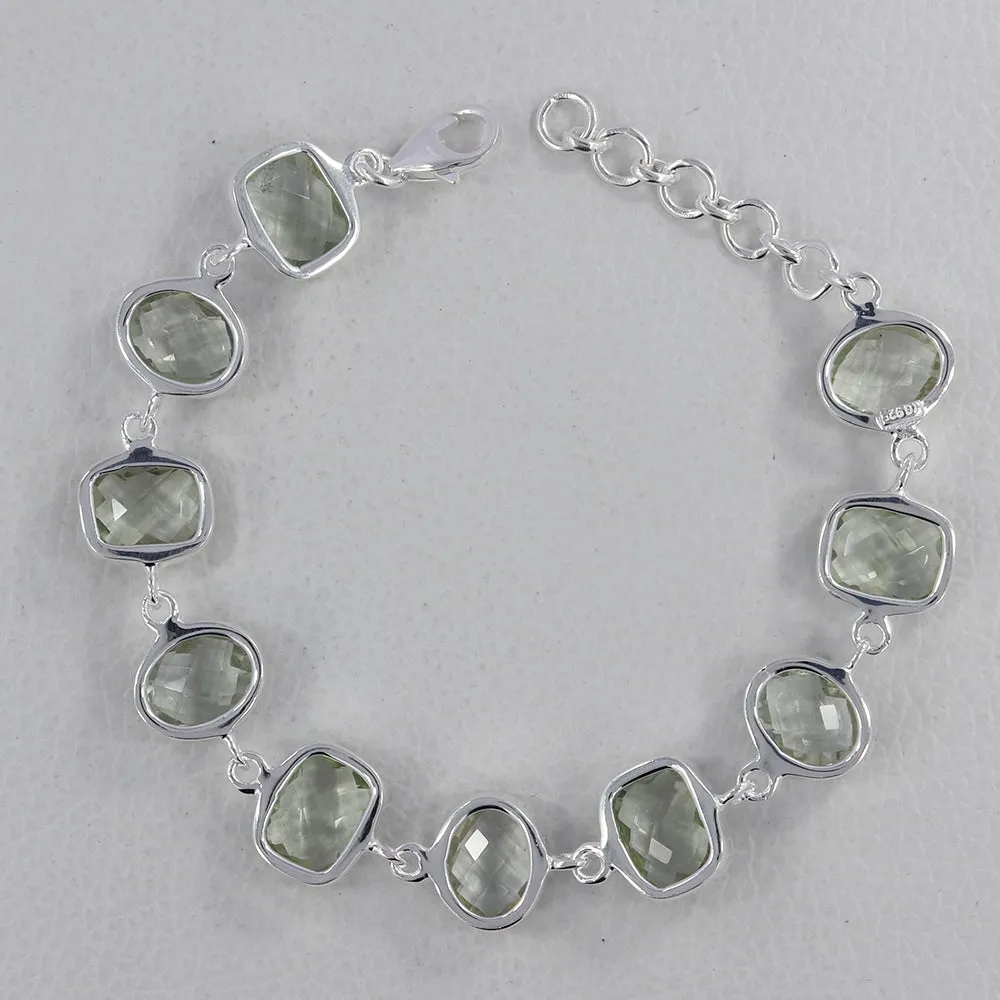 Green Amethyst (Prasiolite) Jewelry Silver Bracelet