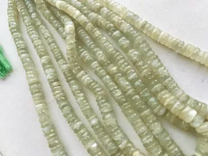 Green Moonstone Faceted Heishi Shape Beads