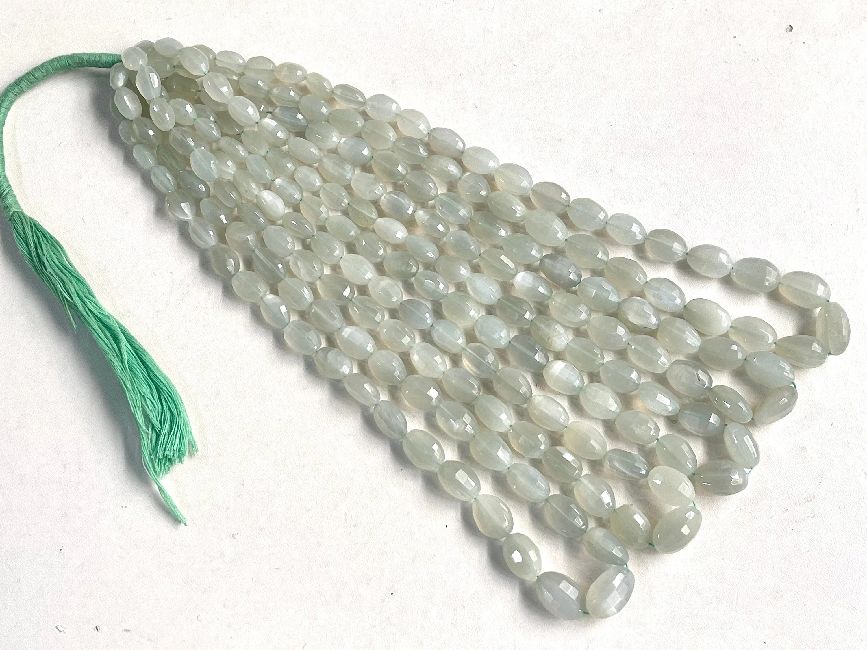 Green Moonstone Oval Shape Step cut Beads