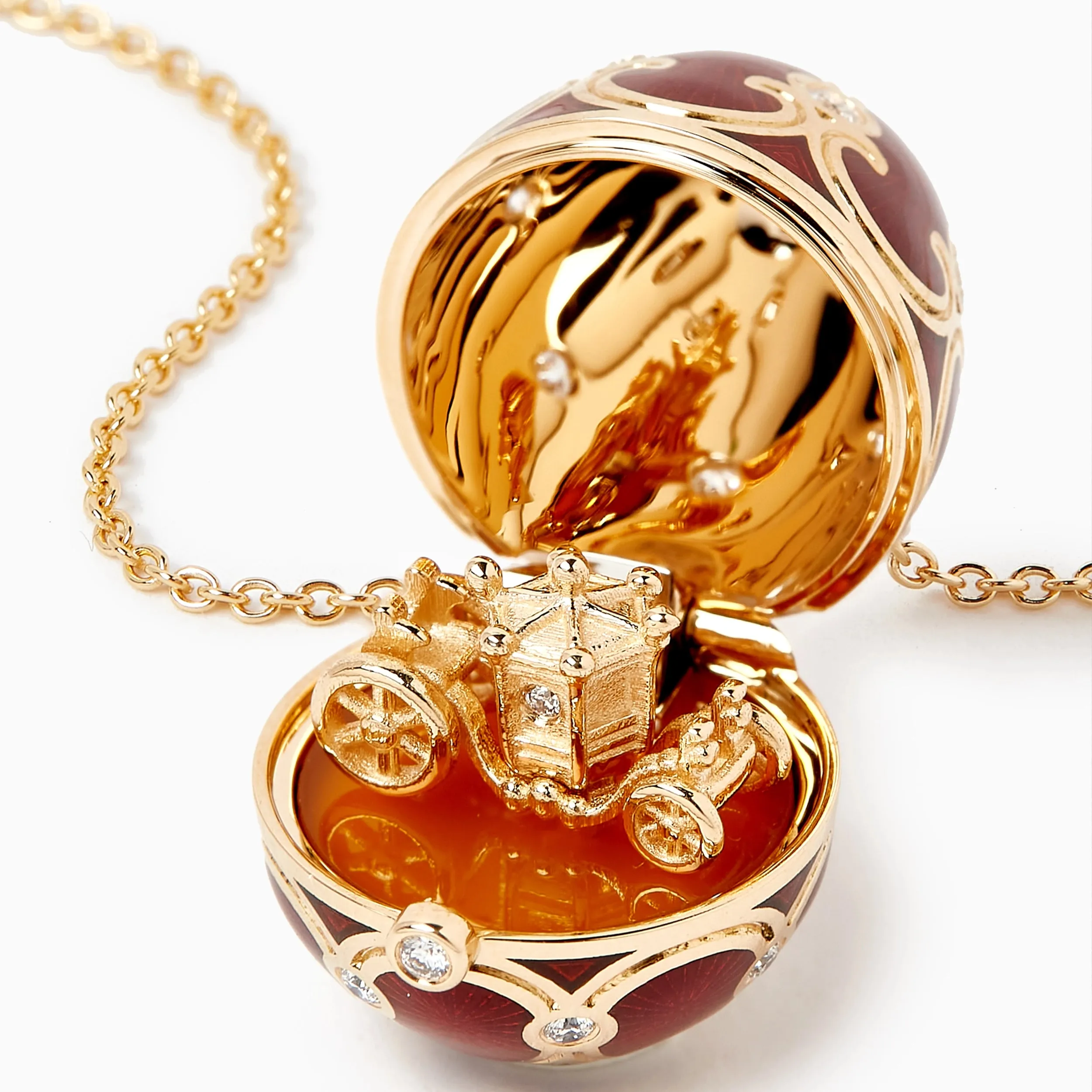 Guilloché Enamel State Coach Surprise Locket