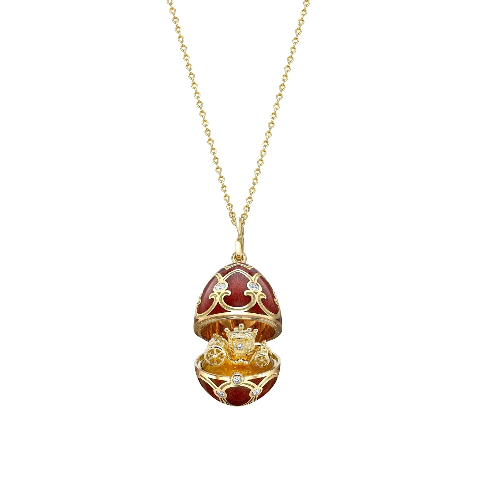 Guilloché Enamel State Coach Surprise Locket
