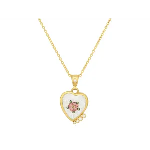 Gurhan One-of-a-Kind 22K Yellow Gold Solid Chain with 24K Heart Shaped Cabochon Guilloche and Diamond Pendant with 18K Detachable Bail and Lobster Clasp
