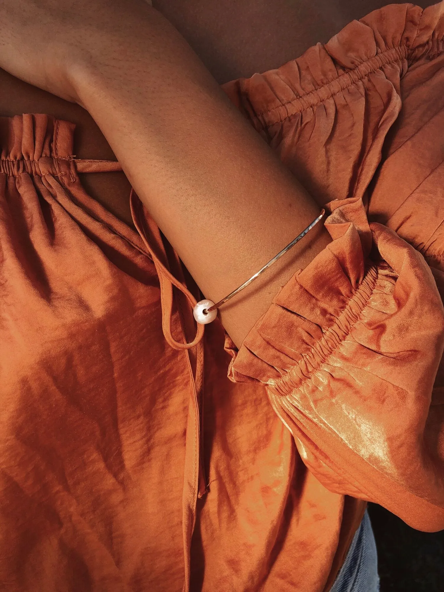 Hammered Pearl Bangle