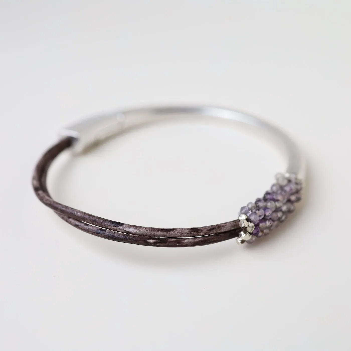 Hand Stitched Shaded Amethyst and Sterling Sterling Bracelet