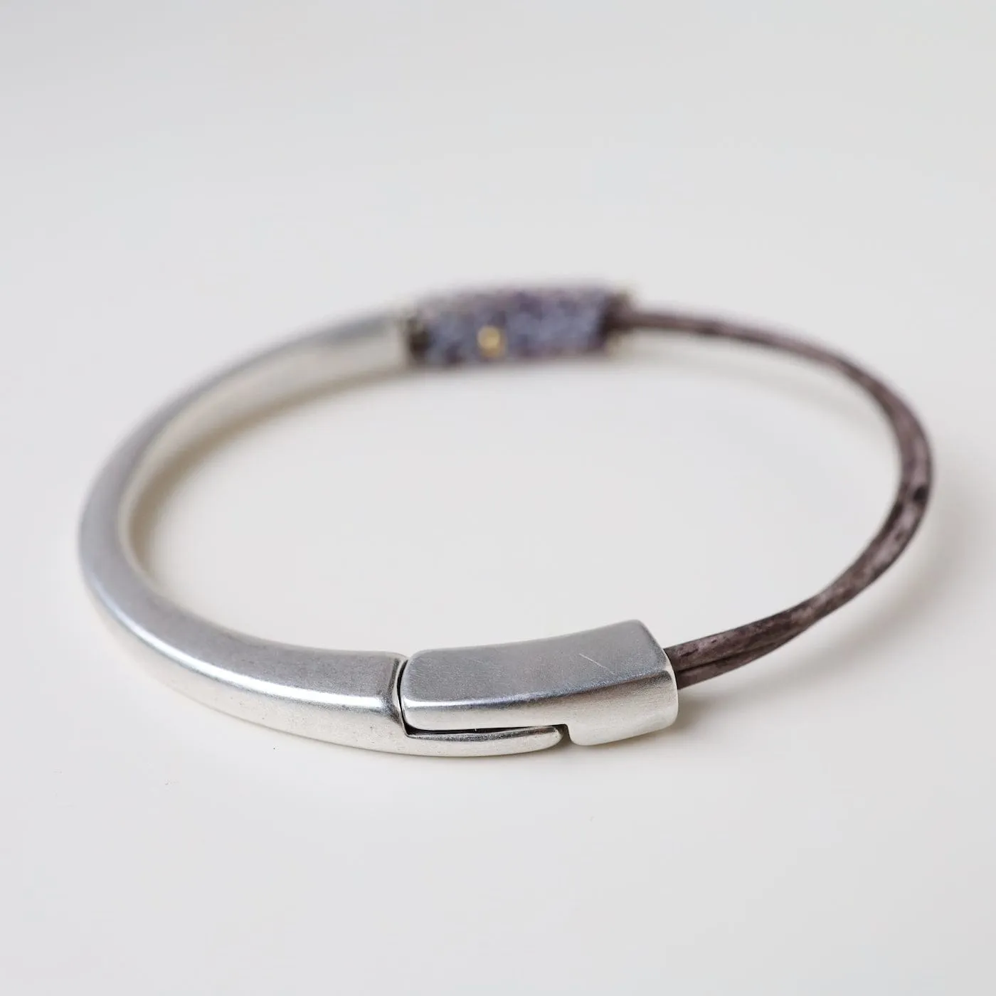 Hand Stitched Shaded Amethyst and Sterling Sterling Bracelet