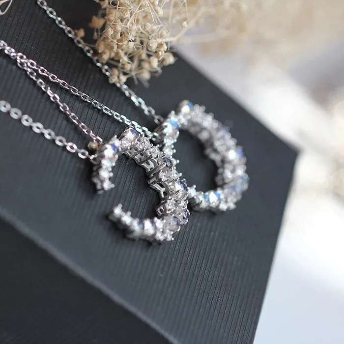 Handmade Moonstone Pendant Necklace Silver Gemstone Jewelry Accessories Gift for Women