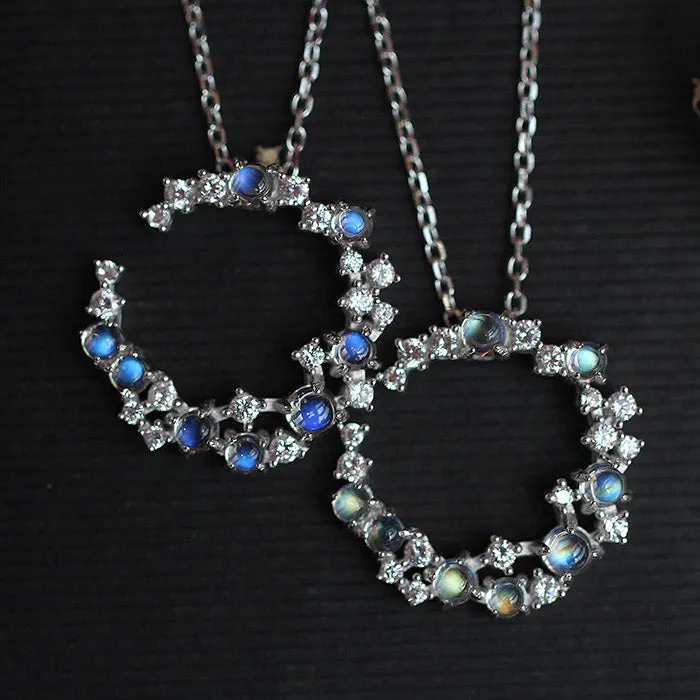 Handmade Moonstone Pendant Necklace Silver Gemstone Jewelry Accessories Gift for Women