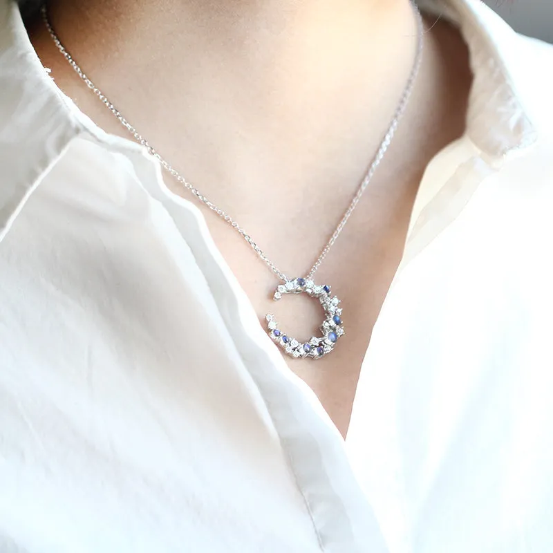 Handmade Moonstone Pendant Necklace Silver Gemstone Jewelry Accessories Gift for Women