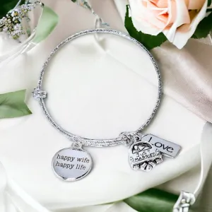 Happy Wife Happy Life, New Bride charm bangle