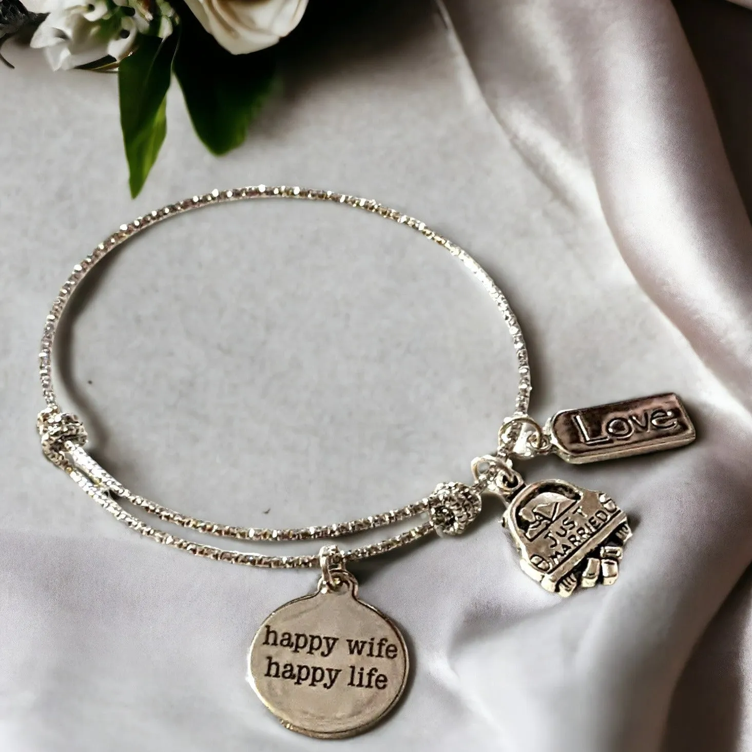 Happy Wife Happy Life, New Bride charm bangle