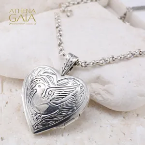 Heart Shaped Dove Locket