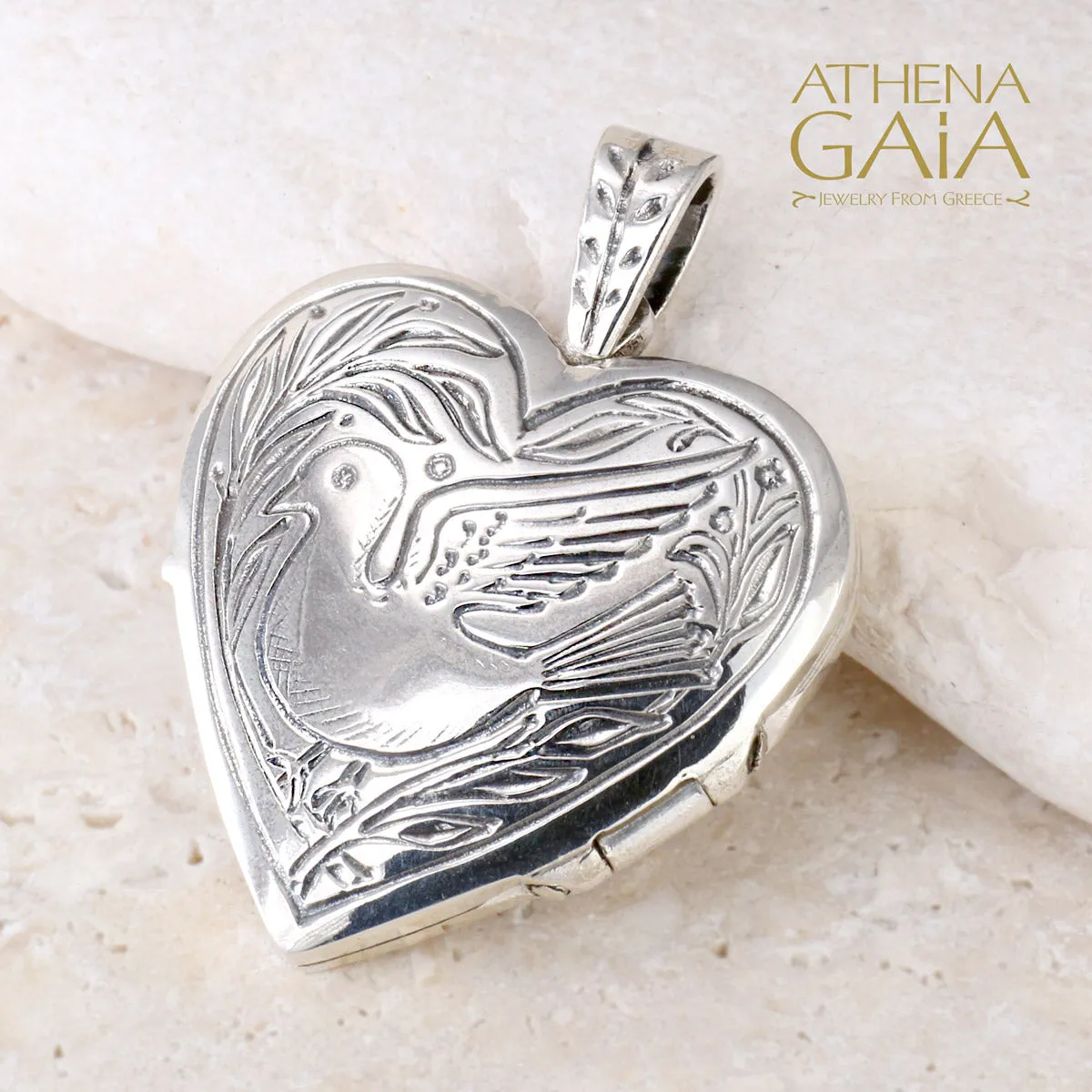 Heart Shaped Dove Locket