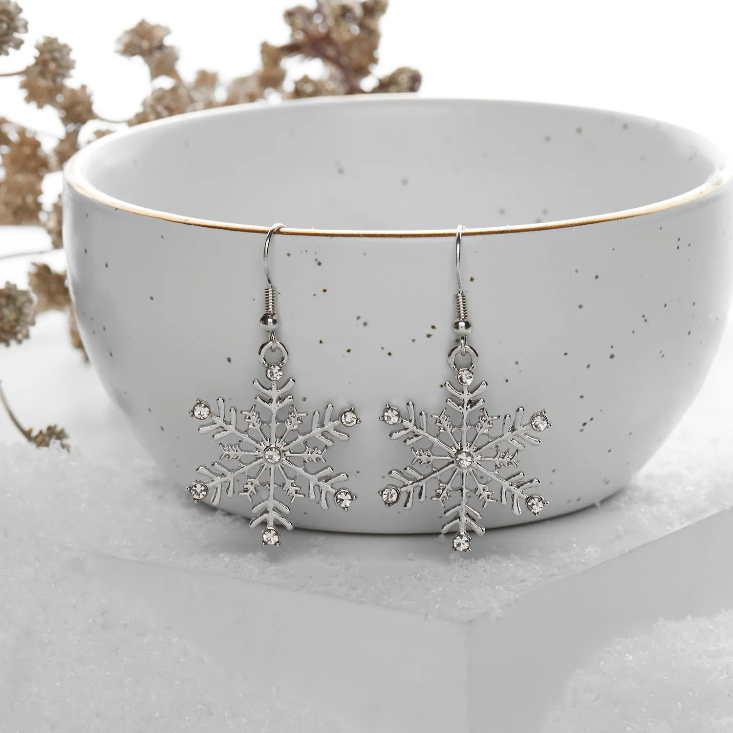 Holiday Large Snowflake Earrings - Silver