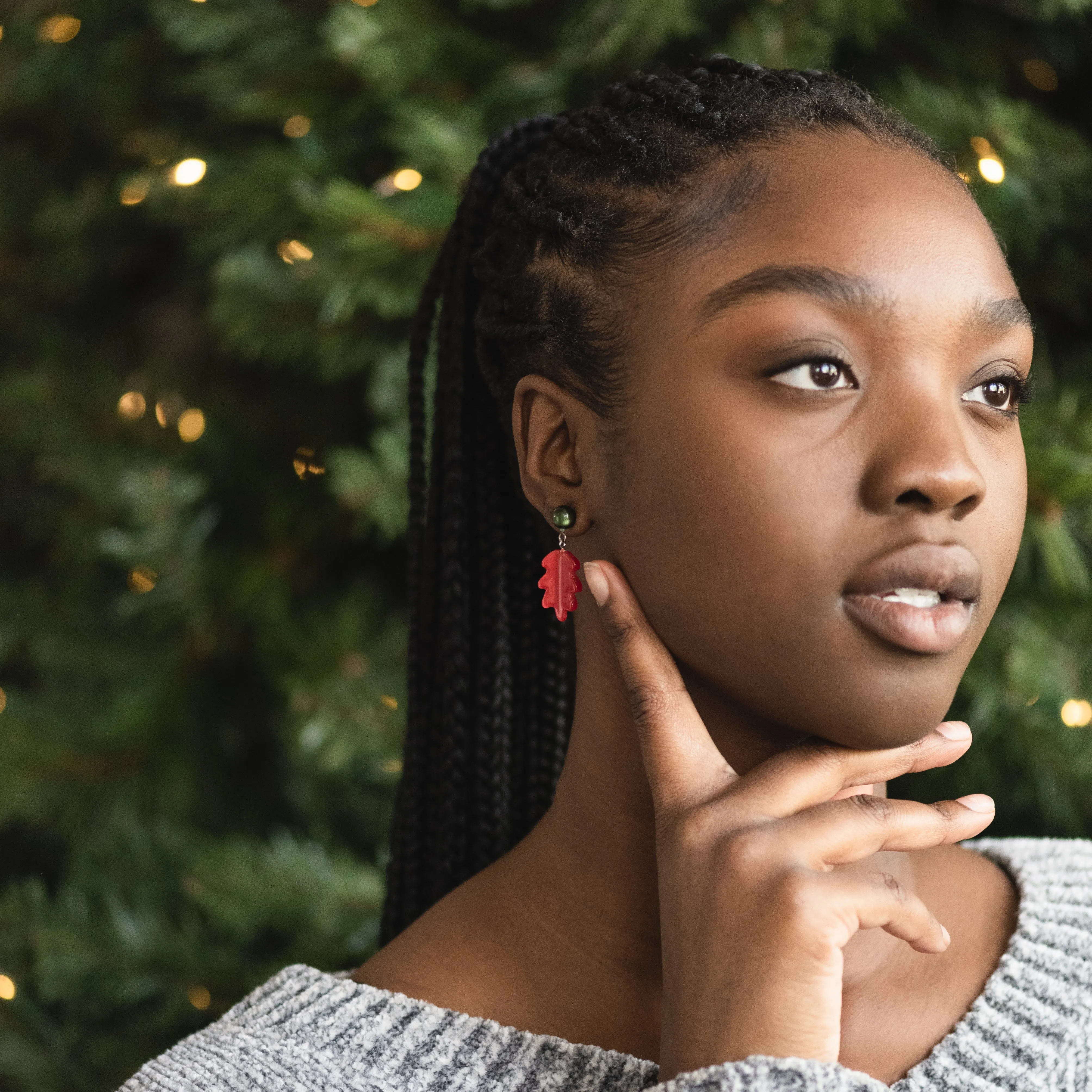 Holiday Sprig Moonglow Drop Earrings