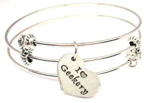 I Love Geekery Triple Style Expandable Bangle Bracelet