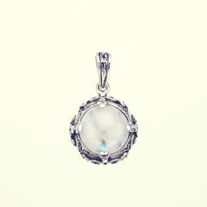 Islamic Round Pendant : L (Rainbow Moonstone)
