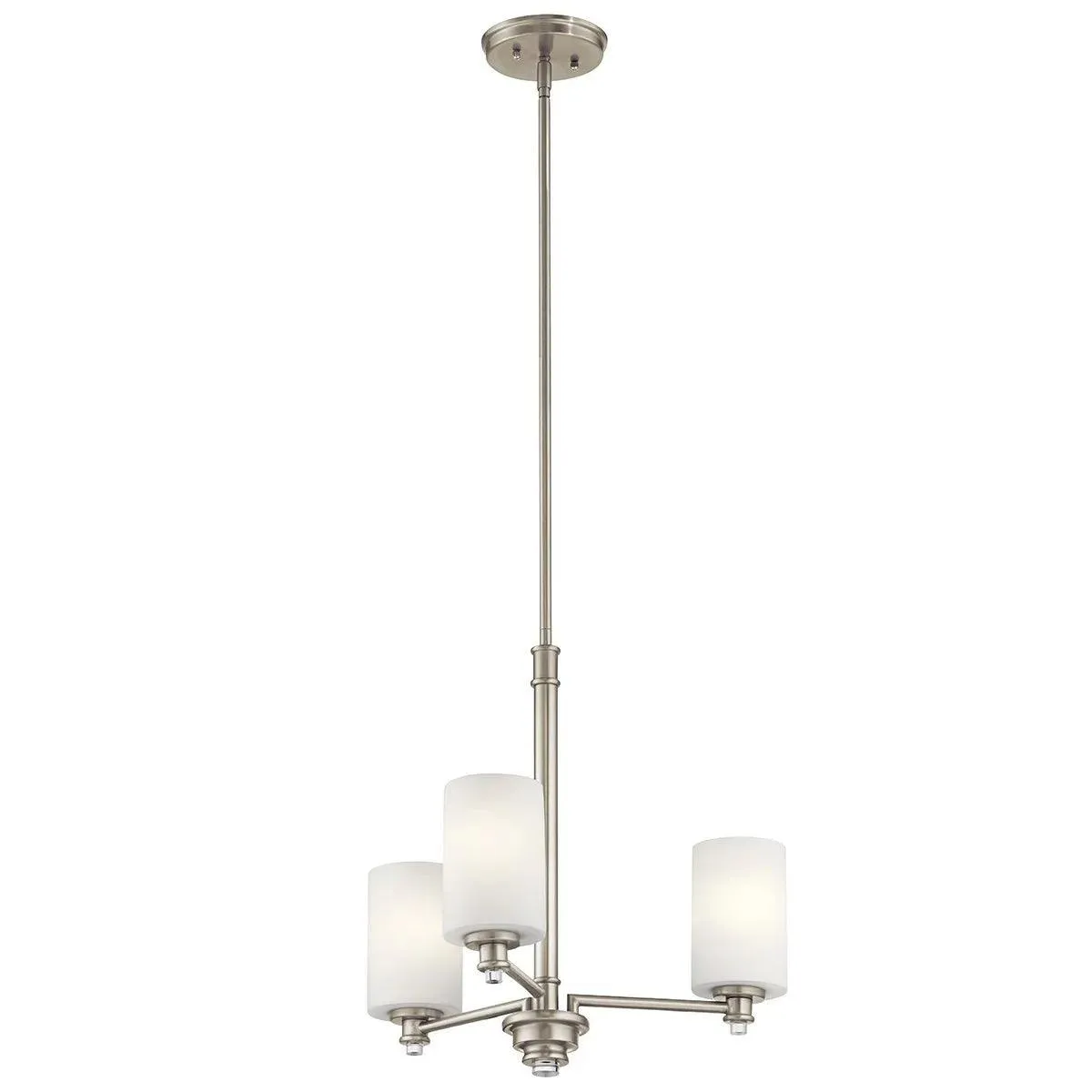 Joelson 20" 3-Light Chandelier 1-Tier with Satin etched cased opal glass, Brushed nickel Finish