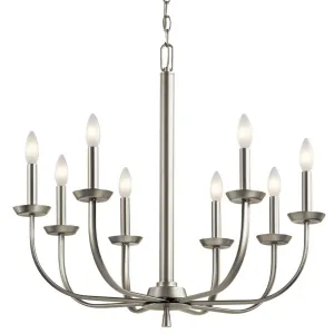 Kennewick 28" 8-Light Chandelier, Brushed Nickel Finish