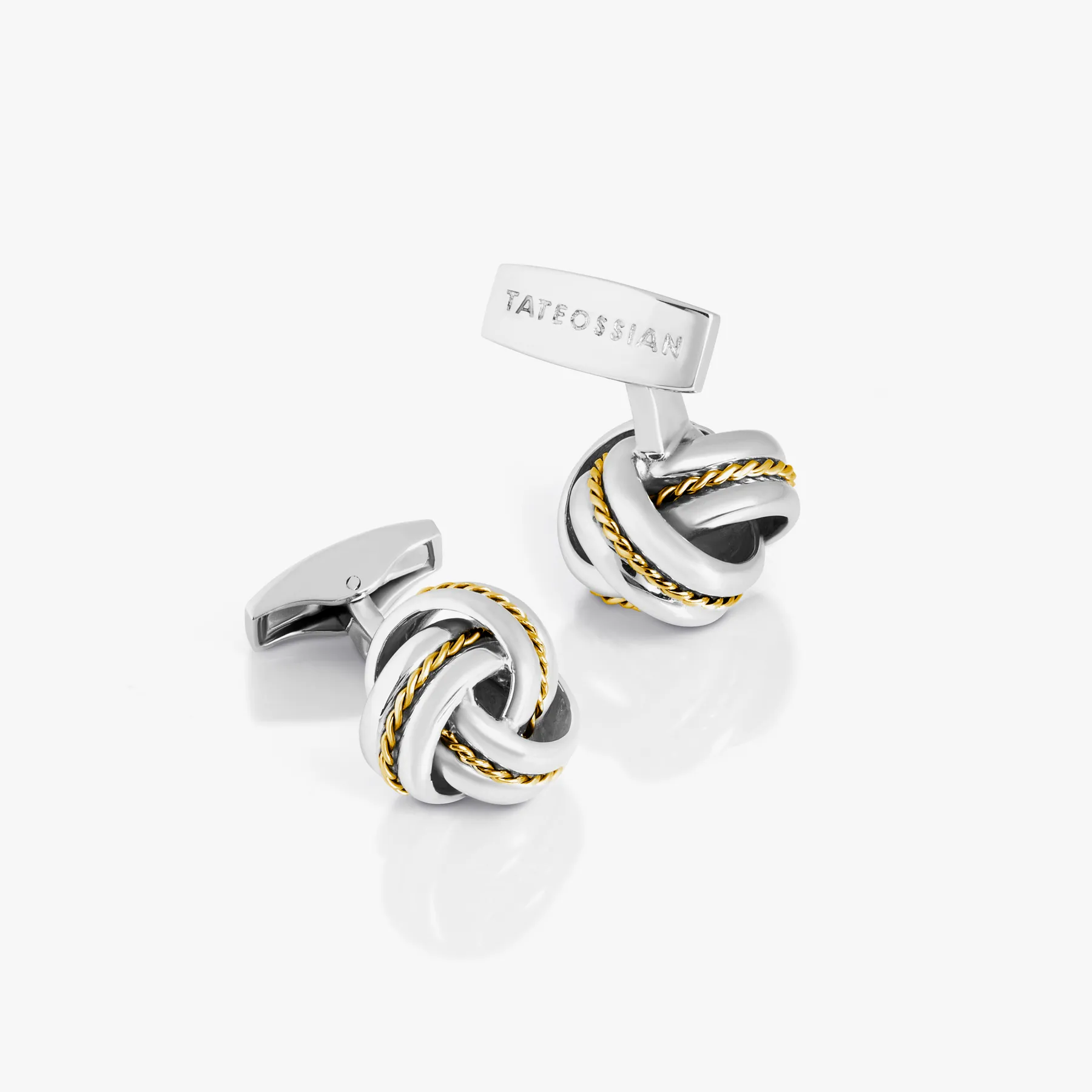 Knot Twisted Royal Cable Cufflinks in Silver and 18K Yellow Gold