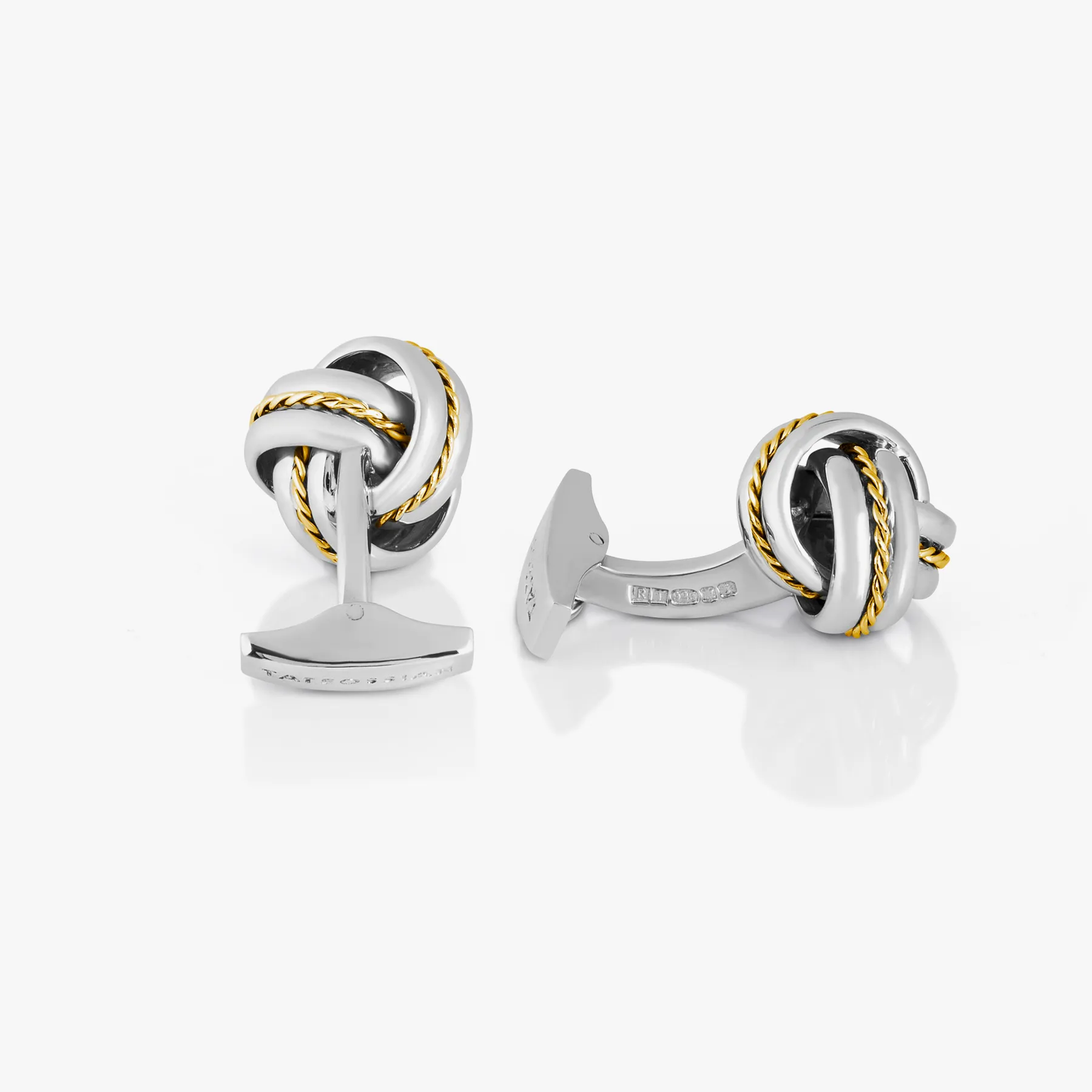 Knot Twisted Royal Cable Cufflinks in Silver and 18K Yellow Gold