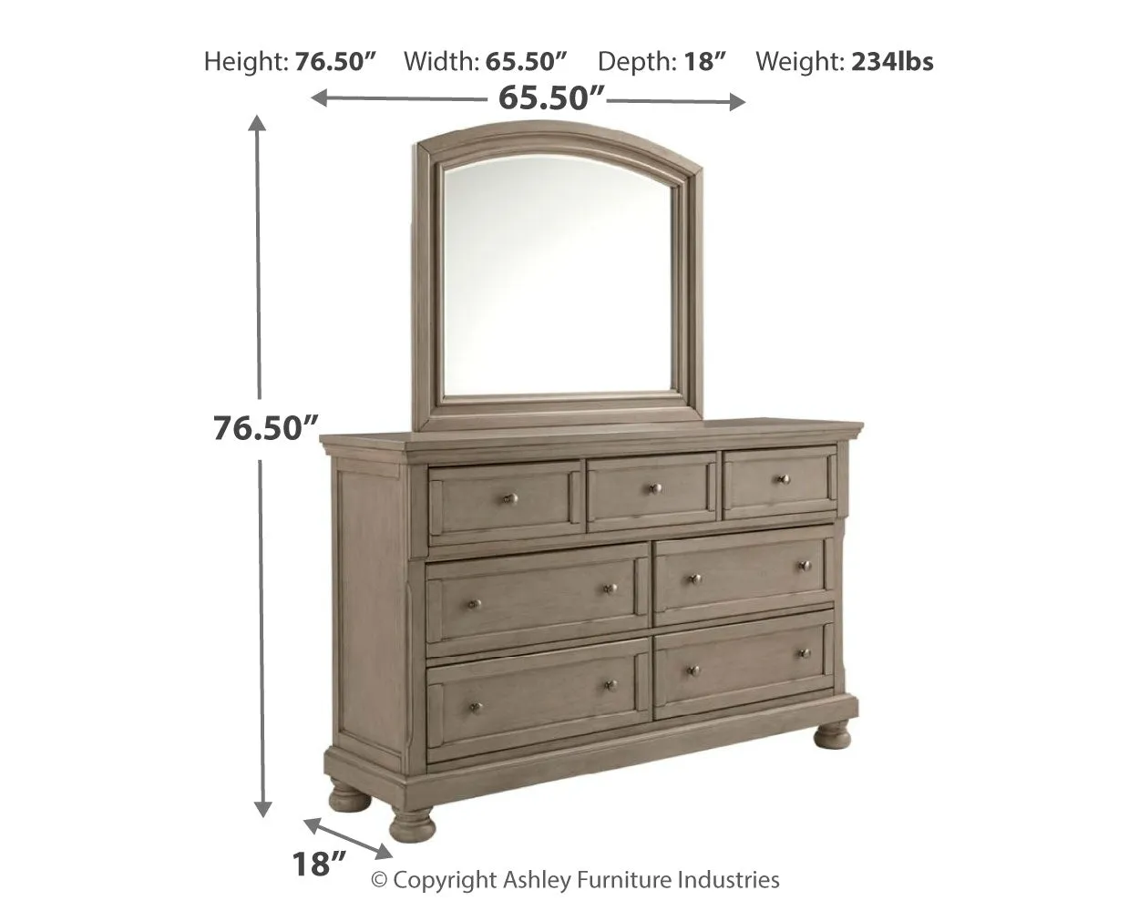 Lettner Queen Sleigh Bed with 2 Storage Drawers with Mirrored Dresser and Chest
