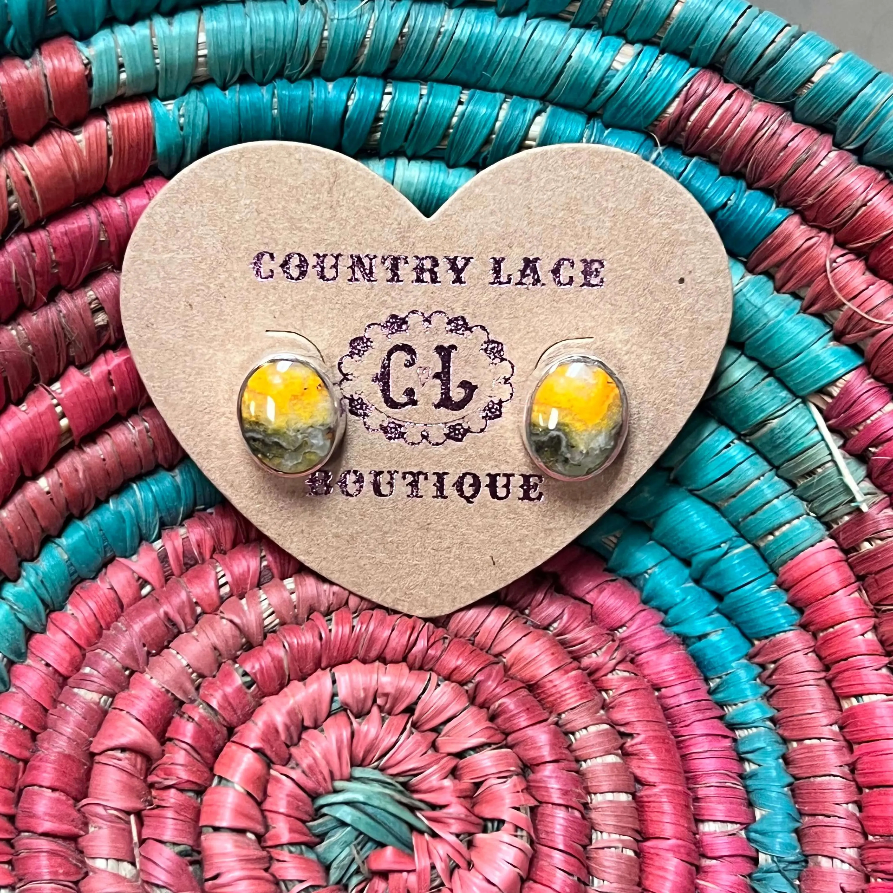 Little Bumble Bee Oval Stud Post Genuine Earring