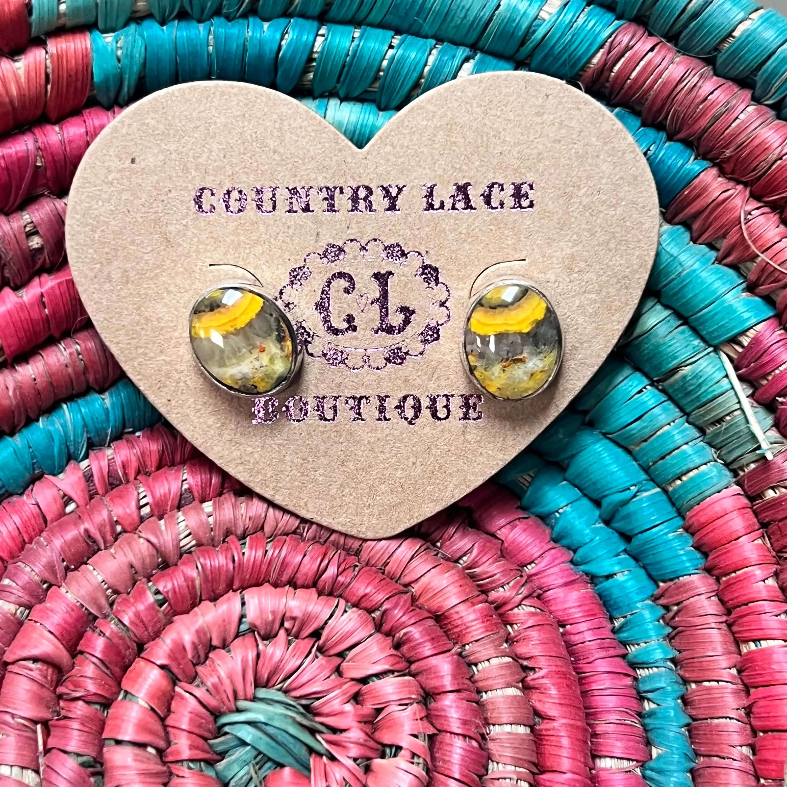 Little Bumble Bee Oval Stud Post Genuine Earring
